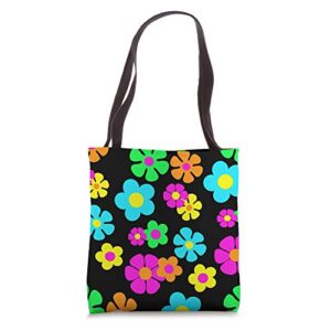 hippie psychedelic flower power 60’s 70’s groovy boho daisy tote bag