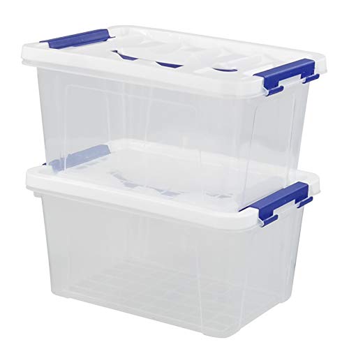 Inhouse Clear Plastic Storage Bin with Lid, Latching Tote Bin 6 Quart, 2 Packs