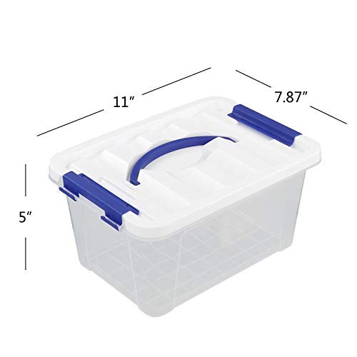 Inhouse Clear Plastic Storage Bin with Lid, Latching Tote Bin 6 Quart, 2 Packs