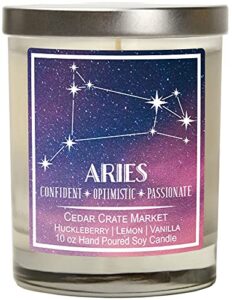 aries astrology candle – best friends, friendship gifts for women,  men, zodiac birthday gift for aries friends female, aries lovers, horoscope candle, pisces constellation