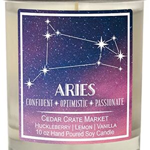 Aries Astrology Candle - Best Friends, Friendship Gifts for Women,  Men, Zodiac Birthday Gift for Aries Friends Female, Aries Lovers, Horoscope Candle, Pisces Constellation