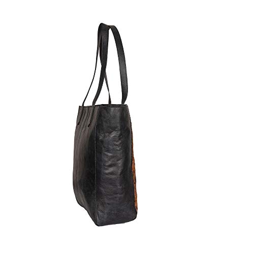 Mona B Bailey Genuine Western Cowhide and Leather Tote Handbag Plus a Bonus Bag Vegetable Dyed with RFID Blocking