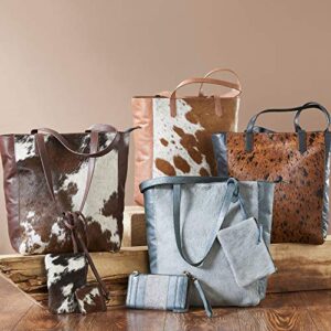 Mona B Bailey Genuine Western Cowhide and Leather Tote Handbag Plus a Bonus Bag Vegetable Dyed with RFID Blocking