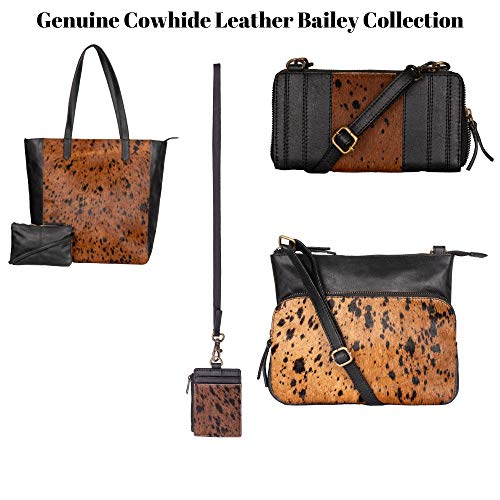 Mona B Bailey Genuine Western Cowhide and Leather Tote Handbag Plus a Bonus Bag Vegetable Dyed with RFID Blocking