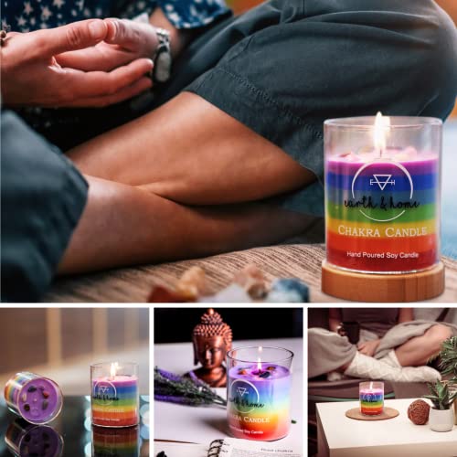 Chakra Crystal Candle - Crystals and Healing Stones Chakra Candle - Healing Candles with Crystals Inside - Spiritual Candle/Manifestation Candle for Positive Energy and Cleansing (Citronella)