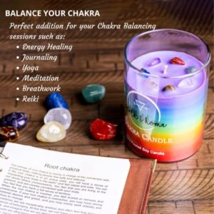 Chakra Crystal Candle - Crystals and Healing Stones Chakra Candle - Healing Candles with Crystals Inside - Spiritual Candle/Manifestation Candle for Positive Energy and Cleansing (Citronella)