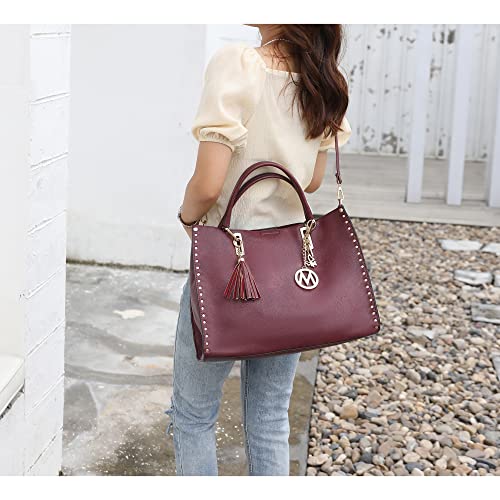 MKF Tote Bag for Women Vegan Leather Designer Handbag Shoulder Strap Lady Fashion Messenger Purse Grey