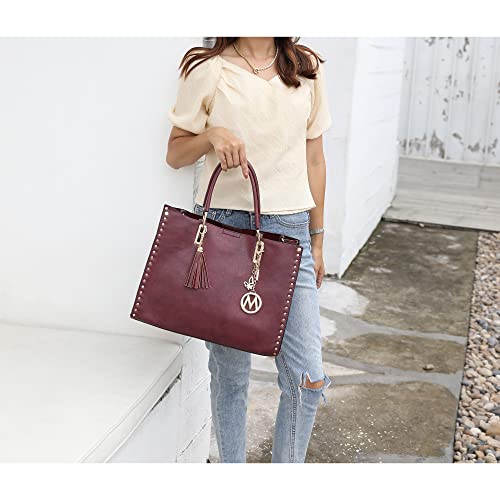 MKF Tote Bag for Women Vegan Leather Designer Handbag Shoulder Strap Lady Fashion Messenger Purse Grey