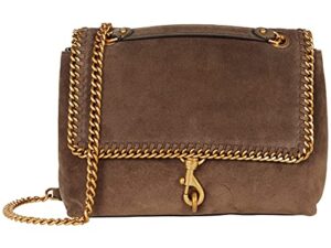 rebecca minkoff edie flap shoulder w/woven chain porcini one size