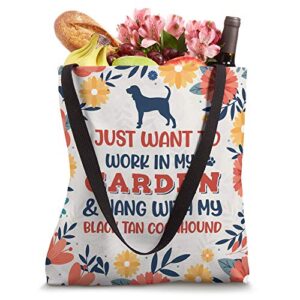 Black and Tan Coonhound Mom Garden Plant Gardener Dog Gift Tote Bag