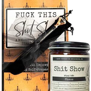 Malicious Women Candle Co - Shit Show Gift Box Includes a Fuck This Shit Show - A Journal, Bling Pen, & Shit Show Candle - Infused with Chaos, Branded Malicious Gift Set Box