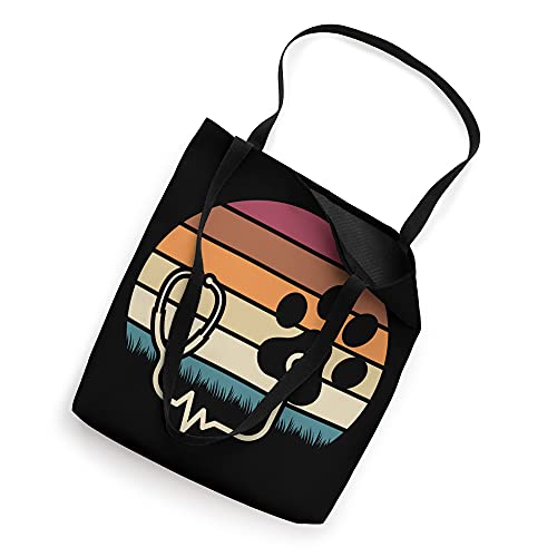 Retro Paw Stethoscope Vet Tech Funny Veterinary Technician Tote Bag