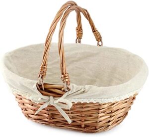 cornucopia wicker basket with handles (natural color), for easter, picnics, gifts, home decor and more, 13 x 10 x 6 inches