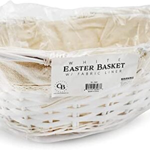 Cornucopia Wicker Basket with Handles (White-Painted), for Easter, Picnics, Gifts, Home Decor and More, 13 x 10 x 6 Inches