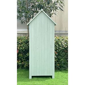 Hanover Outdoor Vertical Wooden Storage Shed for Tools, Equipment, Garden Supplies, with Shelf and Lock, 8.7 cu. ft. Capacity - HANWS0102-GRN