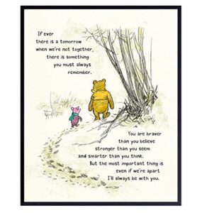 winnie wall art – pooh kids room decor – boys room decor – little girls bedroom decor – baby nursery decor – wall decor for toddlers – inspirational positive quotes picture poster print