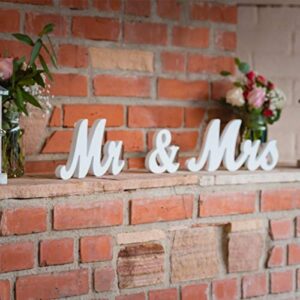 Mr & Mrs Sign for Wedding Table, Large Mr and Miss Wooden Letters, Party Decoration Head Table Wedding Wood Letter, Just Married Sign Anniversary Party Valentine's Day Decor (white)