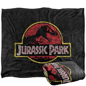 jurassic park classic logo officially licensed silky touch super soft throw blanket 50″ x 60″