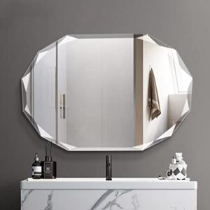 snugace single beveled edge frameless wall mount bathroom vanity mirror, 20” x 28”