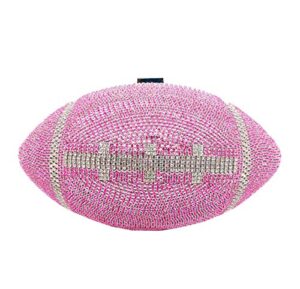 umren women rugby shaped cross body purse rhinestone ellipse ball crystal evening bag clutch handbag for wedding party (one size, pink-r)