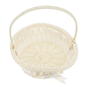 besportble wicker basket with handle rattan picnic basket woven flower girl basket rustic storage basket for wedding home outdoor