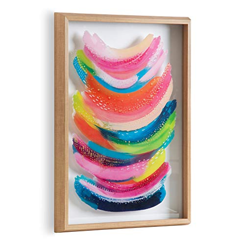 Kate and Laurel Blake Bright Abstract Framed Printed Glass Art by Jessi Raulet of EttaVee, 18x24 Natural, Beautiful Modern Glass Wall Art for Home