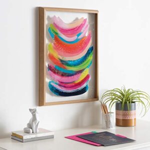 Kate and Laurel Blake Bright Abstract Framed Printed Glass Art by Jessi Raulet of EttaVee, 18x24 Natural, Beautiful Modern Glass Wall Art for Home