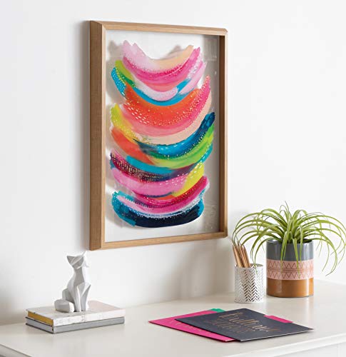 Kate and Laurel Blake Bright Abstract Framed Printed Glass Art by Jessi Raulet of EttaVee, 18x24 Natural, Beautiful Modern Glass Wall Art for Home