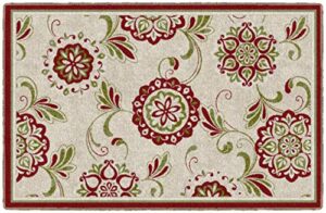 brumlow mills samara home indoor area rug with traditional floral print pattern for living room decor, dining room, kitchen rug, or bedroom carpet, 30″ x 46″, red