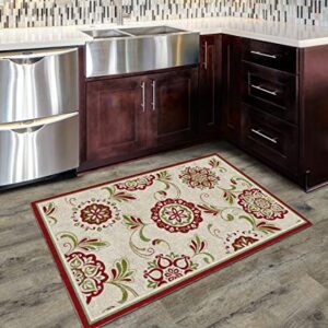 Brumlow MILLS Samara Home Indoor Area Rug with Traditional Floral Print Pattern for Living Room Decor, Dining Room, Kitchen Rug, or Bedroom Carpet, 30" x 46", Red