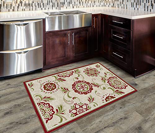 Brumlow MILLS Samara Home Indoor Area Rug with Traditional Floral Print Pattern for Living Room Decor, Dining Room, Kitchen Rug, or Bedroom Carpet, 30" x 46", Red