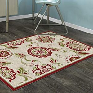 Brumlow MILLS Samara Home Indoor Area Rug with Traditional Floral Print Pattern for Living Room Decor, Dining Room, Kitchen Rug, or Bedroom Carpet, 30" x 46", Red