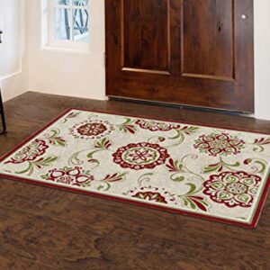 Brumlow MILLS Samara Home Indoor Area Rug with Traditional Floral Print Pattern for Living Room Decor, Dining Room, Kitchen Rug, or Bedroom Carpet, 30" x 46", Red