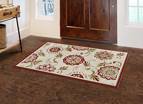 Brumlow MILLS Samara Home Indoor Area Rug with Traditional Floral Print Pattern for Living Room Decor, Dining Room, Kitchen Rug, or Bedroom Carpet, 30" x 46", Red