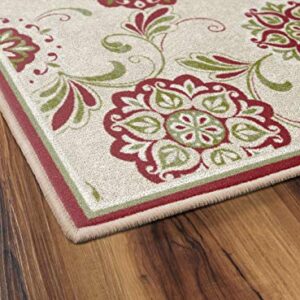 Brumlow MILLS Samara Home Indoor Area Rug with Traditional Floral Print Pattern for Living Room Decor, Dining Room, Kitchen Rug, or Bedroom Carpet, 30" x 46", Red