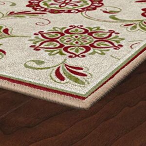 Brumlow MILLS Samara Home Indoor Area Rug with Traditional Floral Print Pattern for Living Room Decor, Dining Room, Kitchen Rug, or Bedroom Carpet, 30" x 46", Red