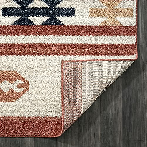 Abani Rugs Native Tribal Print Burnt Amber & Beige Living Room Rug - Premium Southwestern Style Non-Shedding 5'3" x 7'6" (5x8) Area Rug