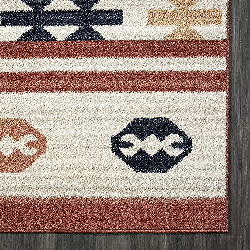 Abani Rugs Native Tribal Print Burnt Amber & Beige Living Room Rug - Premium Southwestern Style Non-Shedding 5'3" x 7'6" (5x8) Area Rug