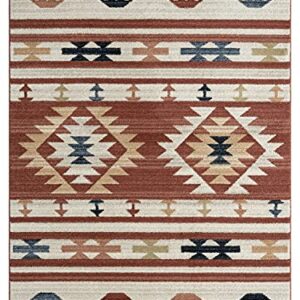 Abani Rugs Native Tribal Print Burnt Amber & Beige Living Room Rug - Premium Southwestern Style Non-Shedding 5'3" x 7'6" (5x8) Area Rug