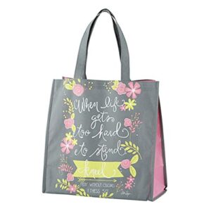 gray when life gets too hard to stand kneel tote bag, 13 inch