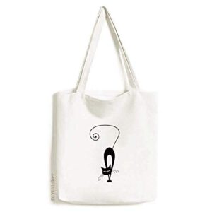 walking black cat halloween animal tote canvas bag shopping satchel casual handbag