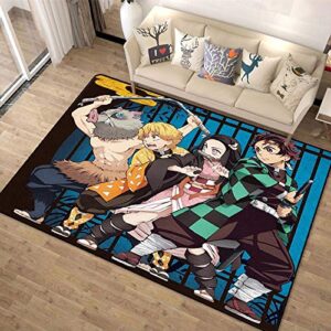shangguandongyue demon slayer anime rug popular anime area rugs slip stain resistant soft carpet for boys girls gaming desk home decor non-slip doormats 100x160cm-a_60x90cm
