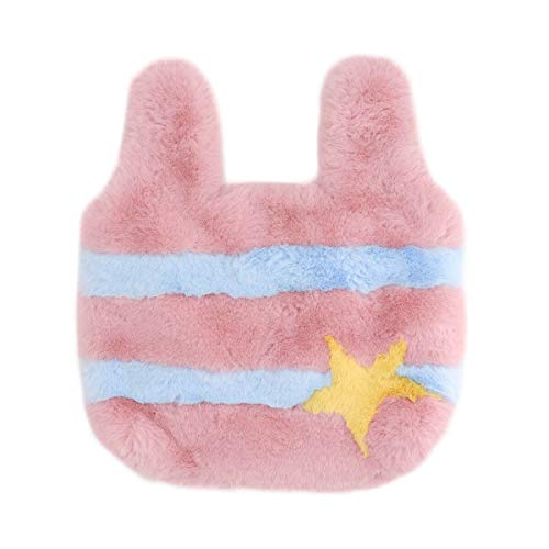 surell - Striped Faux Rex Rabbit Fur Shoulder Bag - Pastel Fuzzy Tote - Cute Fluffy Soft Bag with Heart - Luxurious Fashion Purse Gift - Kawaii Love Tote Bag - Stylish Handbag - (Pink/Blue/Yellow)