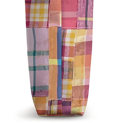 Cute Preppy Madras Plaid Patchwork Summer Pattern Tote Bag