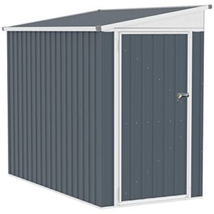 outsunny 4′ x 8′ steel garden storage shed lean to shed outdoor metal tool house with lockable door and 2 air vents for backyard, patio, lawn