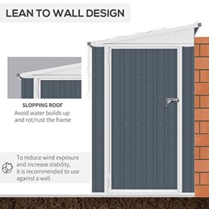 Outsunny 4' x 8' Steel Garden Storage Shed Lean to Shed Outdoor Metal Tool House with Lockable Door and 2 Air Vents for Backyard, Patio, Lawn