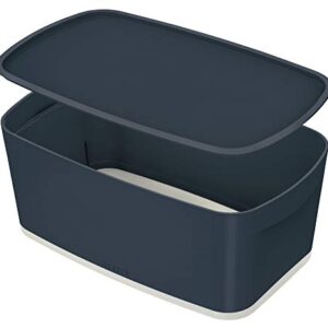 L:MyBox Small with Lid + Organise w. handle Cosy velvet grey Mailorder