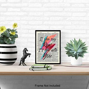 David Bowie Wall Art Decor Poster - 8x10 Cool Unique Gift for Women, Men, Ziggy Stardust, 80s Music, Punk Rock Fan - Dictionary Print, Home Decoration for Bedroom, Bathroom, Living Room