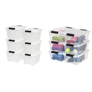 iris usa, inc. tb-42 12 quart stack & pull box, clear, 6 stack and pull tb-17 19 quart stack & pull box, multi-purpose storage bin, 6 pack, pearl