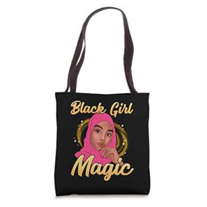 Muslim Black Girl Magic Hijab Shalya Veil Islam Pink Melanin Tote Bag